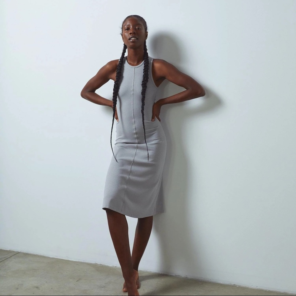 Lunya restore fitted dress light gray